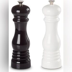 Le Creuset Black and White Salt and Pepper Shakers